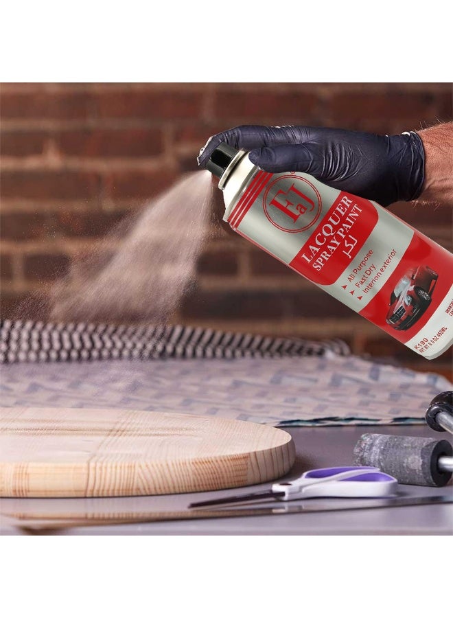 FAJ Lacquer Spray Paint 450ml x 2 PCS Clear Gloss Fast Dry Multi Surface Spray Paint for Metal Wood Plastic ABS Glass Furniture Car Bike Interior Exterior UV Protection Corrosion Resistance High Coverage Smooth Finish DIY Touch Up Repair Aerosol Can - Image 3